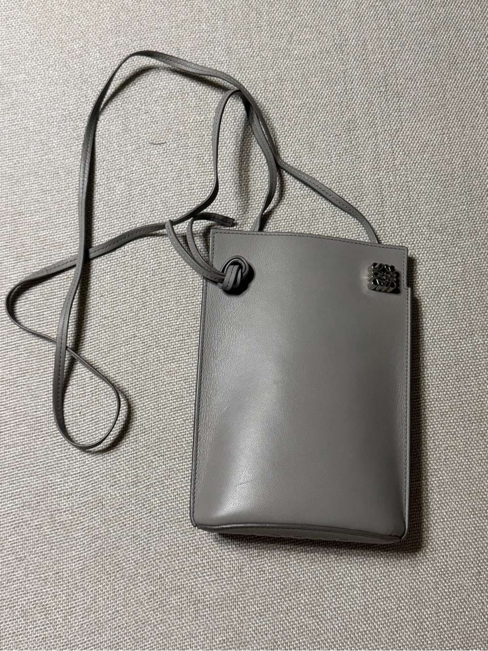 Loewe Gray Leather Crossbody Phone Pouch